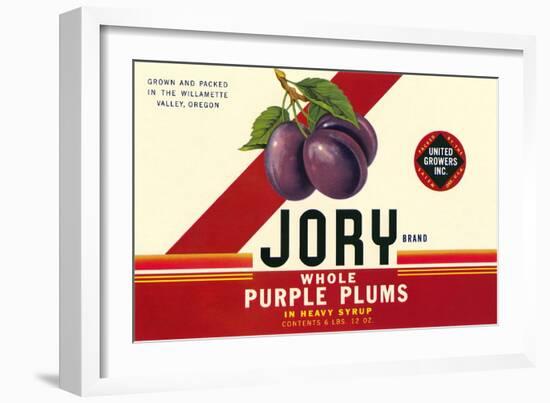 Crate Label for Jory Purple Plums-null-Framed Art Print