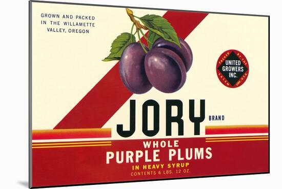 Crate Label for Jory Purple Plums-null-Mounted Art Print
