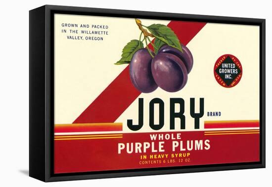 Crate Label for Jory Purple Plums-null-Framed Stretched Canvas