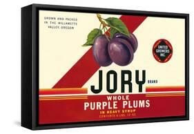 Crate Label for Jory Purple Plums-null-Framed Stretched Canvas