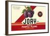 Crate Label for Jory Purple Plums-null-Framed Art Print