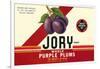 Crate Label for Jory Purple Plums-null-Framed Art Print