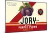 Crate Label for Jory Purple Plums-null-Mounted Premium Giclee Print