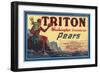 Crate Label for Triton Pears-null-Framed Premium Giclee Print