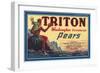 Crate Label for Triton Pears-null-Framed Premium Giclee Print