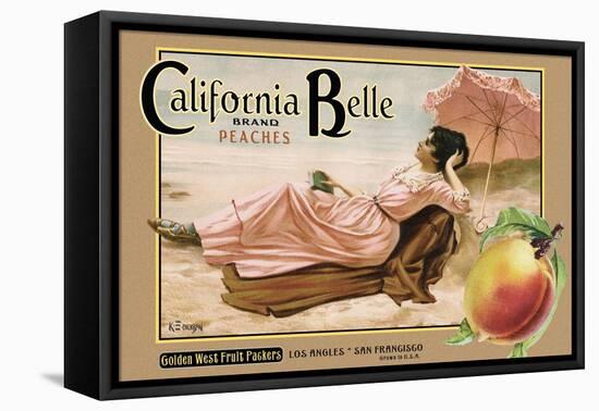 Crate Label "Peaches"-Kerne Erickson-Framed Stretched Canvas