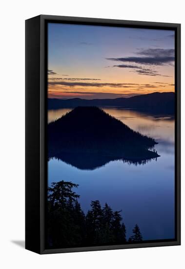 Crater Lake and Wizard Island at Dawn, Crater Lake National Park, Oregon, Usa-James Hager-Framed Stretched Canvas