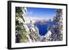 Crater Lake and Wizard Island in Winter, Crater Lake National Park, Oregon, Usa-Russ Bishop-Framed Photographic Print