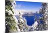 Crater Lake and Wizard Island in Winter, Crater Lake National Park, Oregon, Usa-Russ Bishop-Mounted Photographic Print