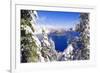 Crater Lake and Wizard Island in Winter, Crater Lake National Park, Oregon, Usa-Russ Bishop-Framed Photographic Print