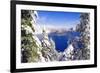 Crater Lake and Wizard Island in Winter, Crater Lake National Park, Oregon, Usa-Russ Bishop-Framed Photographic Print