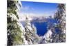 Crater Lake and Wizard Island in Winter, Crater Lake National Park, Oregon, Usa-Russ Bishop-Mounted Photographic Print