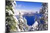 Crater Lake and Wizard Island in Winter, Crater Lake National Park, Oregon, Usa-Russ Bishop-Mounted Photographic Print