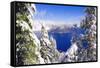 Crater Lake and Wizard Island in Winter, Crater Lake National Park, Oregon, Usa-Russ Bishop-Framed Stretched Canvas