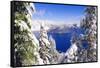 Crater Lake and Wizard Island in Winter, Crater Lake National Park, Oregon, Usa-Russ Bishop-Framed Stretched Canvas