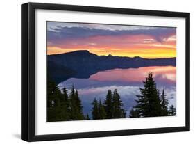 Crater Lake at Sunrise, Crater Lake National Park, Oregon, USA-Michel Hersen-Framed Photographic Print