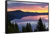 Crater Lake at Sunrise, Crater Lake National Park, Oregon, USA-Michel Hersen-Framed Stretched Canvas