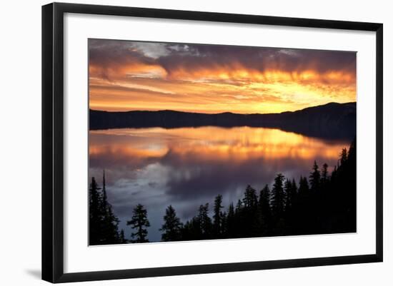 Crater Lake at Sunrise, Crater Lake National Park, Oregon, USA-Michel Hersen-Framed Photographic Print