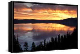 Crater Lake at Sunrise, Crater Lake National Park, Oregon, USA-Michel Hersen-Framed Stretched Canvas