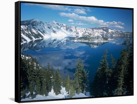 Crater Lake During a Cold Winter, Oregon, USA-Janis Miglavs-Framed Stretched Canvas