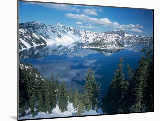 Crater Lake During a Cold Winter, Oregon, USA-Janis Miglavs-Mounted Premium Photographic Print