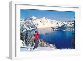 Crater Lake in Winter, Oregon-null-Framed Art Print