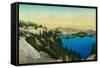 Crater Lake Lodge overlooking Lake - Crater Lake, OR-Lantern Press-Framed Stretched Canvas
