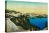 Crater Lake Lodge overlooking Lake - Crater Lake, OR-Lantern Press-Stretched Canvas