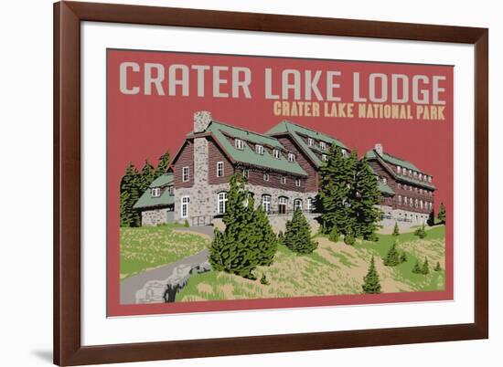 Crater Lake National Park, Oregon - Lodge-Lantern Press-Framed Art Print