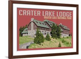 Crater Lake National Park, Oregon - Lodge-Lantern Press-Framed Art Print