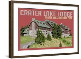 Crater Lake National Park, Oregon - Lodge-Lantern Press-Framed Art Print