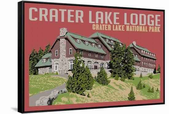 Crater Lake National Park, Oregon - Lodge-Lantern Press-Framed Stretched Canvas