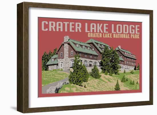 Crater Lake National Park, Oregon - Lodge-Lantern Press-Framed Art Print