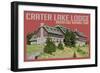 Crater Lake National Park, Oregon - Lodge-Lantern Press-Framed Art Print