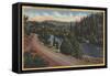 Crater Lake, Oregon - Upper Rogue River on Highway-Lantern Press-Framed Stretched Canvas