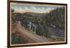 Crater Lake, Oregon - Upper Rogue River on Highway-Lantern Press-Framed Art Print