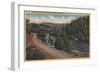 Crater Lake, Oregon - Upper Rogue River on Highway-Lantern Press-Framed Art Print