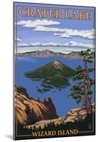 Crater Lake, Oregon - Wizard Island View, c.2009-null-Mounted Poster