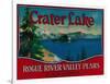 Crater Lake Pear Crate Label - Medford, OR-Lantern Press-Framed Art Print