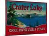 Crater Lake Pear Crate Label - Medford, OR-Lantern Press-Mounted Art Print