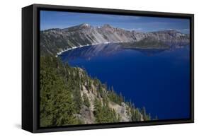 Crater Lake Showing Wizard Island (Volcanic Cone)-null-Framed Stretched Canvas