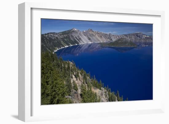 Crater Lake Showing Wizard Island (Volcanic Cone)-null-Framed Photographic Print