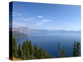 Crater Lake Shrouded in Smoke from Forest Fires, Crater Lake Nat'l Park, Southern Oregon, USA-David R. Frazier-Stretched Canvas