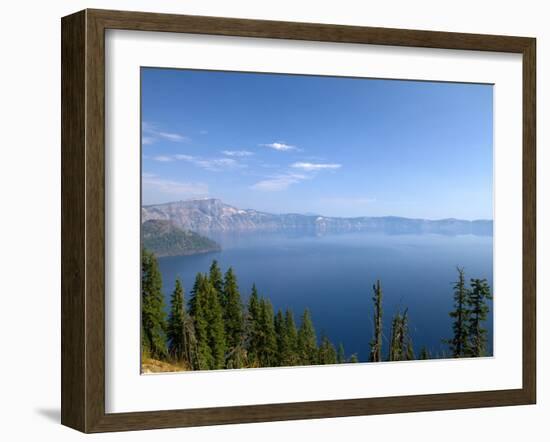 Crater Lake Shrouded in Smoke from Forest Fires, Crater Lake Nat'l Park, Southern Oregon, USA-David R. Frazier-Framed Premium Photographic Print