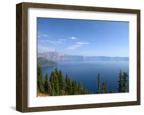 Crater Lake Shrouded in Smoke from Forest Fires, Crater Lake Nat'l Park, Southern Oregon, USA-David R. Frazier-Framed Premium Photographic Print