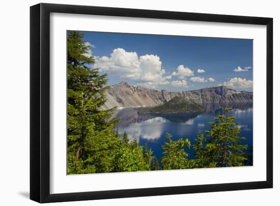 Crater Lake, Wizard Island, Crater Lake National Park, Oregon, USA-Michel Hersen-Framed Photographic Print