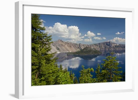 Crater Lake, Wizard Island, Crater Lake National Park, Oregon, USA-Michel Hersen-Framed Photographic Print