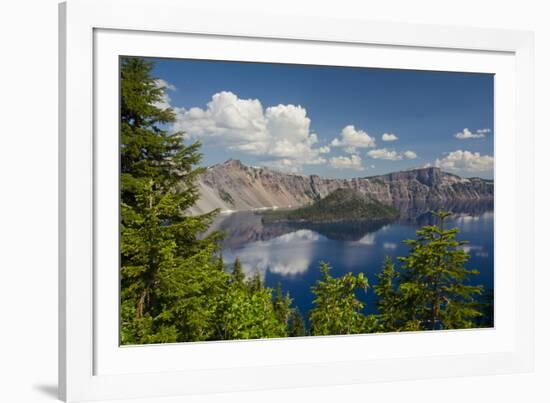 Crater Lake, Wizard Island, Crater Lake National Park, Oregon, USA-Michel Hersen-Framed Photographic Print