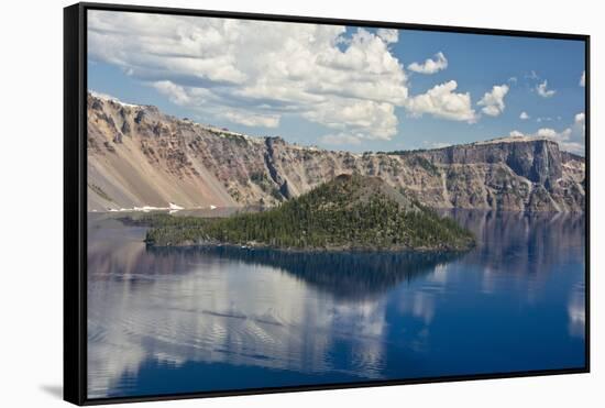 Crater Lake, Wizard Island, Crater Lake National Park, Oregon, USA-Michel Hersen-Framed Stretched Canvas