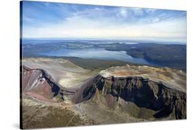 Crater of Mount Tarawera, and Lake Tarawera, near Rotorua, North Island, New Zealand-David Wall-Stretched Canvas